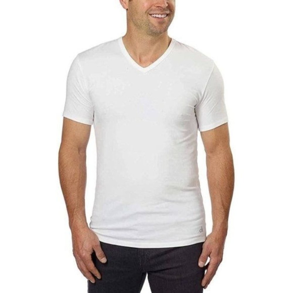 Calvin Klein Classic Tank and V-Neck Tee 3 Pack M/L White